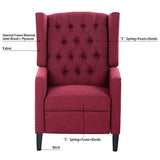 Push Back Recliner Chair,Easy Chairs for Small Spaces,Comfy Armchair,Reading Recliner Chairs for Adults,Living Room Accent Chair, Wingback and Rivets Design for Modern Recliner Chair (Red)