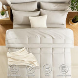 CozyLux Full Size Comforter Sets Beige, 7 Pieces Bed in a Bag, Beige Comforter Full Size, All Season Bedding Sets with Stitch Quilted Comforter, Flat Sheet, Fitted Sheet, Pillowcases CozyLux