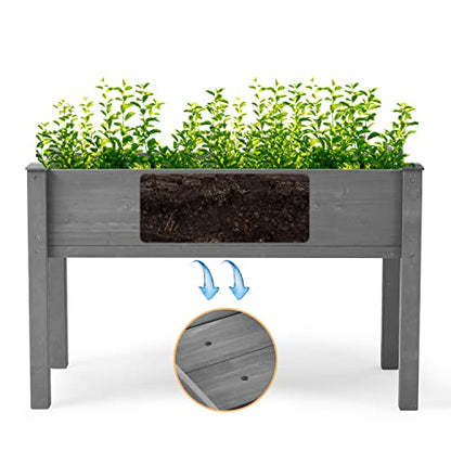 48x24x30 inch Raised Garden Bed with Legs, Elevated Wooden Planter Box for Outdoor Plants Flowers Fruits Vegetable Herb Growing