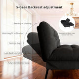 COMHOMA Convertible Futon Sofa Bed, 72″Fabric Futons Couch with Adjustable Backrest, Folding Sleeper Recliner for Living Room Furniture (Black) COMHOMA