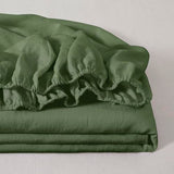 ATLINIA 100% Linen Fitted Sheet Mattress Cover - 1 Piece Stone Washed 15 Inch Deep Pocket Made from French Pure Flax Breathable Farmhouse Bedding(Green,King) ATLINIA