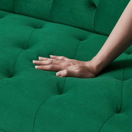 71.65'' Convertible Sofa Bed Modern Futon Set, Velvet Foldable Reclining Loveseat, Three Adjustment Angles,Mid Century Modern Couches for Living Room/Bedroom/Apartment, Easy Assembly,Green Meqiodas