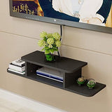 BiJun Floating TV Shelf, Entertainment Center Wall Mounted Media Console Router DVD Shelf for One/PS4/Cable Box/DVD Players/Game Console Streaming Media Equipment (Black, 35.4) BiJun