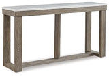 Signature Design by Ashley Loyaska Casual Sofa Table with Marble Top, Brown & White Signature Design by Ashley