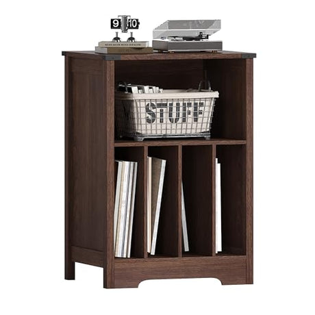 ChooChoo Record Player Stand, Vinyl Record Storage Cabinet, Turntable Stand Holds up to 160 Albums, Record Player Table Display Shelf for Living Room, Bedroom, Office, Walnut ChooChoo