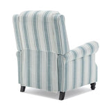 Qatiby Pushback Recliner Chair, Comfy Fabric Wingback Recliner Chair, Upholstered Armchair Push Back Recliner with Wood Legs, Rivet Trim Single Sofa Accent Chair for Living Room, Bedroom, Blue Stripe