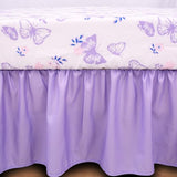 Cloele Crib Bedding Set for Girls, 3 Pieces Floral Butterfly Baby Bedding Set -Includes Comforter Fitted Sheet Crib Skirt,Standard Size Nursery Baby Crib Set for Girls,Purple Cloele