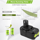 ARyee 6.0Ah 18V Replacement Battery for Ryobi All 18V Lithium Battery P102 P103 P105 P107 P106 P108 P109 Ryobi ONE+ Plus 18V Battery Cordless Power Tool ARyee