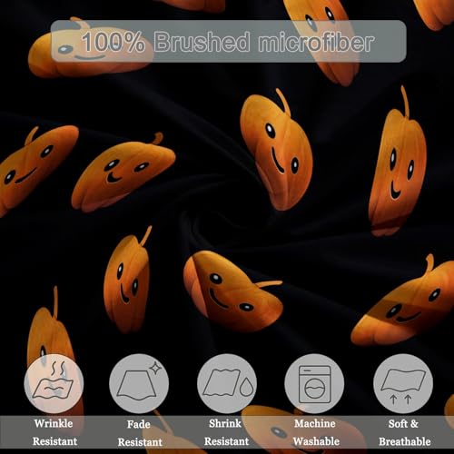 Aesthetic Duvet Cover Set Black - Single 3-Piece Double-Sided Printed Bedding with Minimalist Pumpkin Cartoon Design, Ultra-Soft Microfiber Quilt Cover with Zipper for a Calm Generic