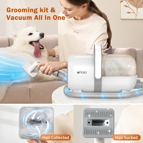 Afloia Dog Grooming Kit, Pet Grooming Vacuum & Dog Clippers Nail Trimmer Grinder & Dog Brush for Shedding with 6 Pet Grooming Tools, Low Noise Dog Hair Remover Pet Grooming Supplies for Dog Cat Afloia
