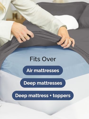 Extra Deep Queen Sheet Set - 6 Piece Breathable and Cooling Sheets - Hotel Luxury Bedding for Women, Men, Kids & Teens - Easy & Secure Fit - Soft, Wrinkle Free and Comfy - Extra Deep Pockets - Grey CGK Unlimited