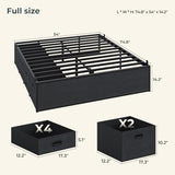 ADORNEVE Full Size Bed Frame with 6 Storage Drawers, Metal Platform Bed with Steel Slat Support, Footboard for Teen/Adult, No Box Spring Needed, Storage Space Under Frame,Easy Assembly, Black ADORNEVE