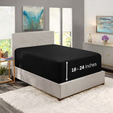 Hearth & Harbor Extra Deep Pocket California King Fitted Sheet - Fits 18 to 24 Inch Mattress – Ultra Soft 1800 Microfiber, Wrinkle-Free & Breathable – Hotel Luxury Fitted Sheet Only, Black Hearth & Harbor