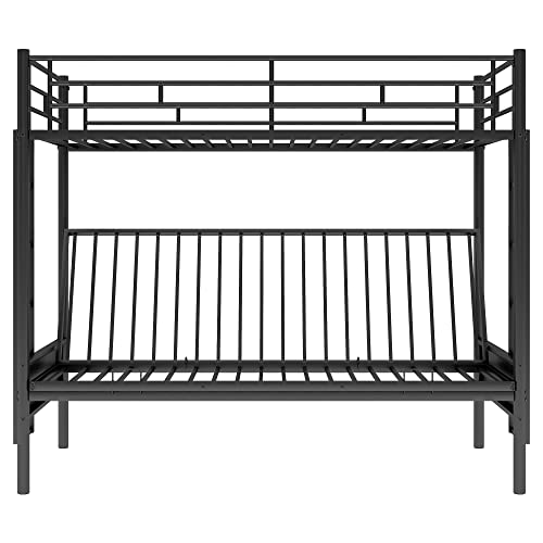 Bellemave Twin Over Futon bunk Bed, loft Bed with futon, Twin Over Full Futon bunk beds, No Box Spring Needed, Black Bellemave