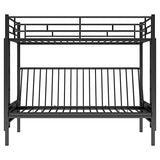 Polibi Twin Over Full Metal Bunk Bed with Two Side Ladders and Guardrail, Bottom Full Size Bunk Bed Can be Converted into Futon/Seat(Black) Polibi