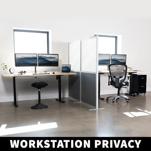 VIVO Modular Wall System, 2 PET and Whiteboard Panels, Professional Office Cubicle Dividers, Freestanding Privacy-Screen, 66 inches High, White and Dark Gray, PP-MWS63WB VIVO