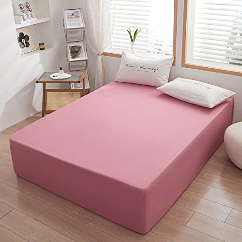 Bedding Twin Size Fitted Sheet Only - Deep Pocket - Fits 15inches Bed Matress Sheet- Bottom Sheet - Soft and Microfiber-Easy Care - Lotus Root Starch rushrushlulu