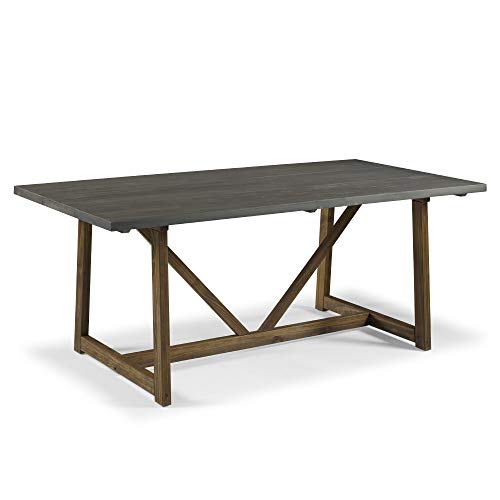 Walker Edison Modern Farmhouse Small Kitchen Furniture Dining Room Table Wood, 72 Inch, Grey and Brown - WoodArtSupply