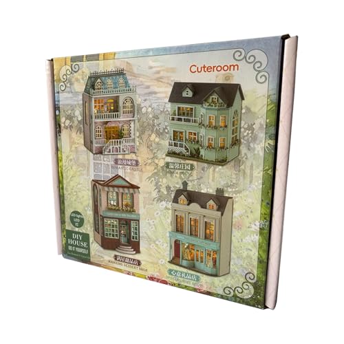 DIY Miniature House Kit, CUTEROOM Wooden Dollhouse Kit Mini House Making Kit with Furnitures, DIY Dollhouse Kit Birthday Gift for Women (Warm Manor)