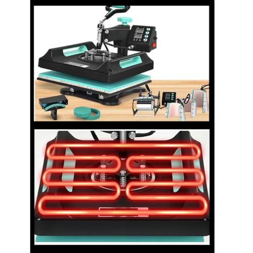 BDJSN 8 in 1 Heat Press, 38x38cm Multifunction Heat Transfer Machine, Precision Printer T-Shirt Textile Printing Machine Combo Kit for T Shirts/Mug/Hat/Plate/Cap BDJSN