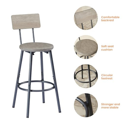 Stylish Grey 63" Bar Table Set with 3 PU Upholstered Stools for Kitchen and Dining - WoodArtSupply