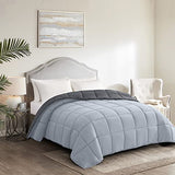 Homelike Moment Twin Comforter Duvet Insert- Grey Down Alternative Bed Comforter Twin Size, Lightweight Bedding Comforters Quilted Soft All Season Reversible Dark Gray/Light Grey Homelike Moment