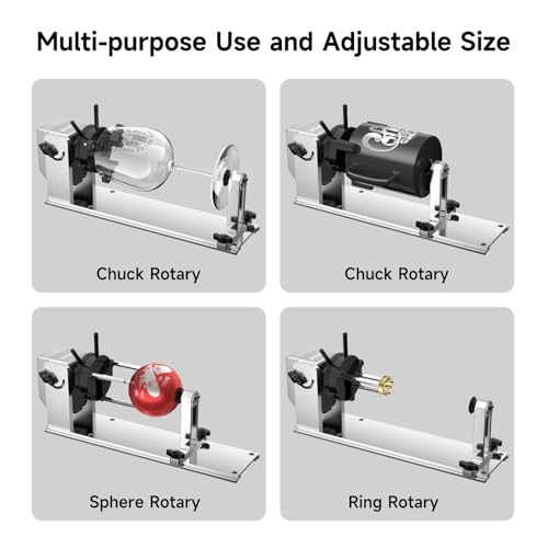 Ortur Y-Axis Rotary Chuck 1.0 (YRC1.0) for Laser Engravers, Jaw Chuck Rotary for Engraving Cylindrical Objects, Wine Glasses, Tumblers, Rings – Compatible with Most Laser Machines Ortur