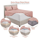 Hearth & Harbor Extra Deep Pocket Sheet Sets, Luxury Soft 6 Piece Bed Sheet Set Fits Mattress 18-24 Inches - Queen, Peach Beige Hearth & Harbor