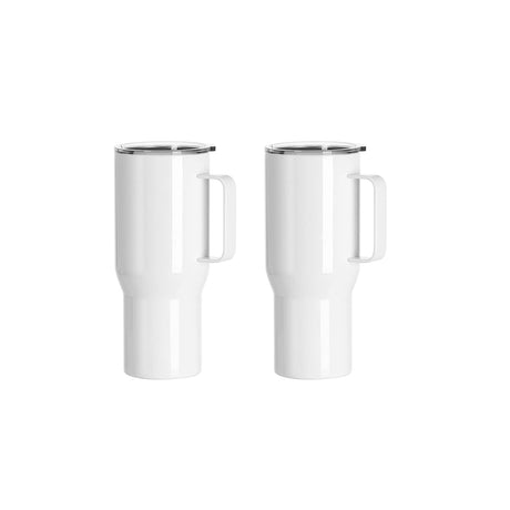 PYD Life Sublimation Tumblers Blanks 25 OZ White Coffee Travel Car Stainless Steel Tumbler Cups with Leakproof Lid and Handle, Sublimation Mugs for Cricut Mug Press and Tumbler Heat Press Print 2 Pack PYD Life