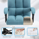 KCREAM Erogonomic Reclining Office Chair with Footrest, High Back Fabric Cute Comfortable Recliner Office Desk Chair with Leg Foot Rest for Women,Blue KCREAM