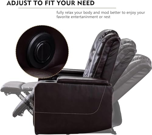 CANMOV Electric Power Recliner Chair Set of 2, Breathable Leather Home Theater Seating with Hidden Arm Storage, Power Recliner Chair for Living Room with USB Ports and Cup Holders,Brown CANMOV