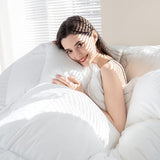 ELNIDO QUEEN® Feather Comforter Queen Size, Filled with Feather and Downfiber, All Season White Luxury Hotel Fluffy Bed Comforter, Ultra Soft 100% Cotton Duvet Insert, 90x90 Inch ELNIDO QUEEN