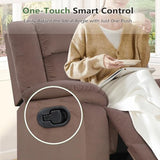 ANJ Fabric Recliner Chair with Overstuffed Arm and Back, Comfy Chocolate Manual Reclining Chairs for Adults, Living Room Single Sofa Recliners