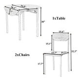 P PURLOVE 3 Piece Drop Leaf Dining Table Set,Solid Wood Kitchen Table and Chair Set of 2,Farmhouse Round Table and 2 Chairs for Small Places,Apartment,Kitchen P PURLOVE