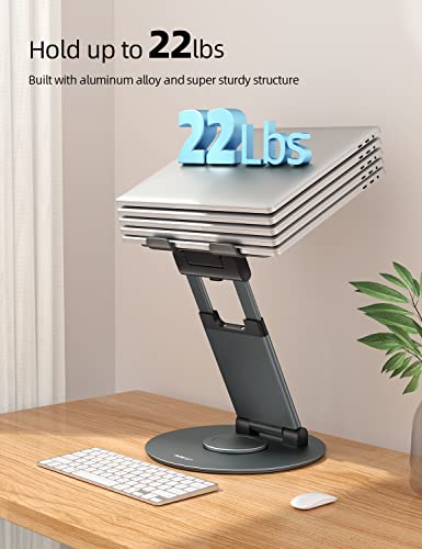 Nulaxy Telescopic 360 Rotating Laptop Stand for Desk Adjustable Height Swivel Pull Out Design Ergonomic Laptop Riser Standing Desk Converter Fits All 10-17" Laptops Computer MacBook, Gray Nulaxy