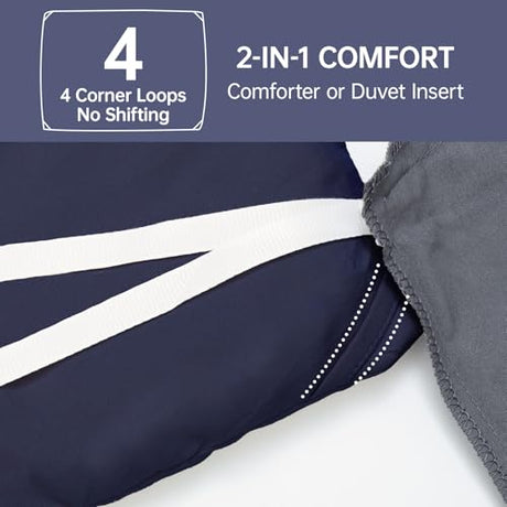MUXHOMO Queen Comforter Set, All Season Ultra Soft Down Alternative Bedding - 3 Piece Lightweight Bed Set Includes 1 Comforter (90"x90") and 2 Pillow Shams (20"x26"), Navy Blue MUXHOMO