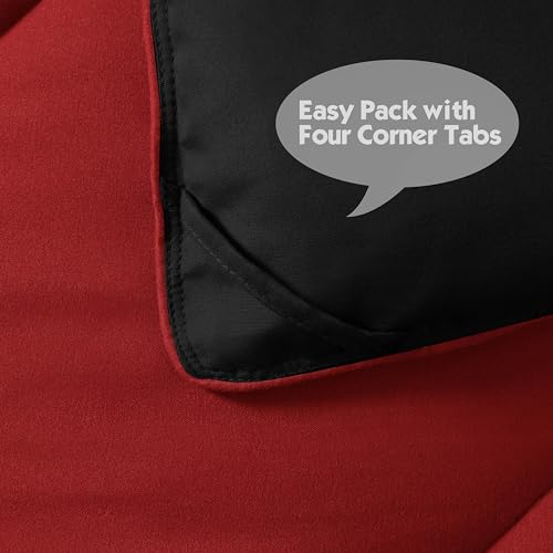 HIG 3pc Red Twin/Twin XL Comforter Set - All Season Reversible Down Alternative Comforter with Sham - Quilted Duvet Insert with Corner Tabs - Diamond Stitched Blanket - Breathable, Soft, Fluffy HIG