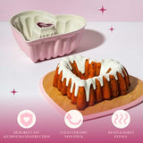 Paris Hilton Heart Shaped Fluted Cake Pan, Cast Aluminum with Clean Ceramic Nonstick Bakeware, Dishwasher Safe, Made without PFAS, PFOA, PFOS & PFTE, 9-Inch, Pink Paris Hilton