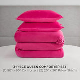 Juicy Couture Hot Pink Velour Full/Queen Comforter Set - 3 Piece Luxury Bedding Ensemble Juicy Couture
