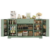 HITHOS 54" Buffet Cabinet with Storage, Modern Kitchen Buffet Sideboard with Drawer, Wood Coffee Bar Station with Adjustable Shelves, Kitchen Storage Cabinet for Living Room, Green HITHOS