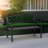 Garden Bench Outdoor Bench Patio Bench for Outdoors Metal Porch Clearance Work Entryway Steel Frame Furniture for Yard FDW
