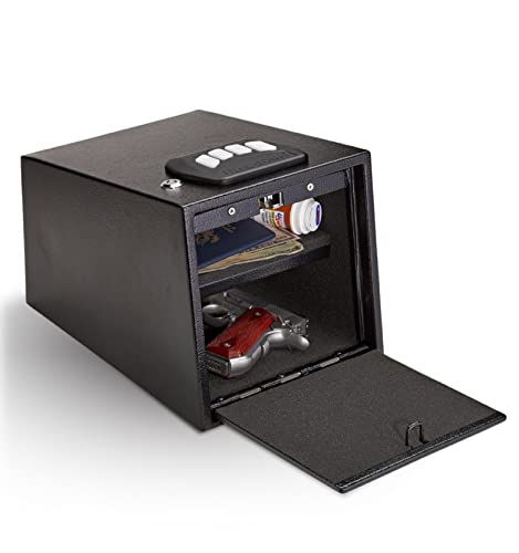 SnapSafe 2 Gun Keypad Vault - Keypad Handgun Vault Safe w/ 2 Compartments for Pistols and Valuables - 4-6 Keypad Entry w/Backup Keys - Black, Measures 12.7 (H) x 9 (W) x 8.8 (D) Inches - Item - WoodArtSupply