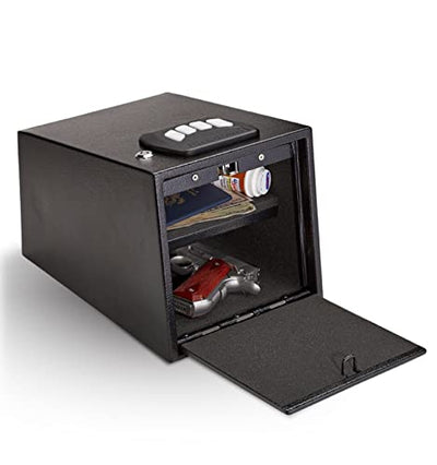 SnapSafe 2 Gun Keypad Vault - Keypad Handgun Vault Safe w/ 2 Compartments for Pistols and Valuables - 4-6 Keypad Entry w/Backup Keys - Black, Measures 12.7 (H) x 9 (W) x 8.8 (D) Inches - Item 75430