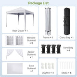 Driftalia 10x10 Pop Up Canopy with Sidewalls, Outdoor Instant Canopy Tent with Carry Bag for Commercial Events, Camping, Backyard Parties - White Driftalia
