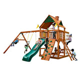 Gorilla Playsets 01-0003-AP Chateau Swing Set with Wood Roof, Wave Slide, and Rock Wall, Amber Gorilla Playsets