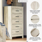 Signature Design by Ashley Bellaby Vintage Farmhouse 5 Drawer Chest of Drawers, Whitewash Signature Design by Ashley