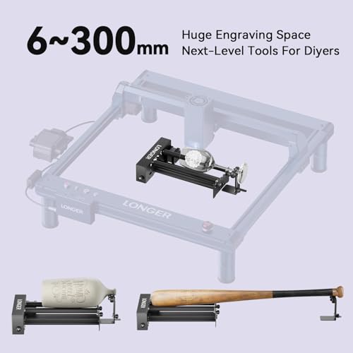 Longer B1 40W Laser Engraver, 48000mW Output Laser Cutter Machine with Auto Air Assist, 440mm*440mm Honeycomb, Y-axis Rotary Roller 360° Rotation with Bracket,8Pcs Laser Engraver Raiser QFLONGER