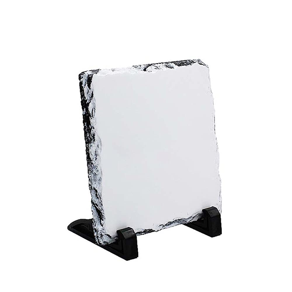 MR.R Sublimation Blank Square Rock Slate Photo Plaque Picture Frame, Customized Photo Frame Novelty for Wedding,Birthday,Baby Birth,7.88 x 7.88 inch MR.R