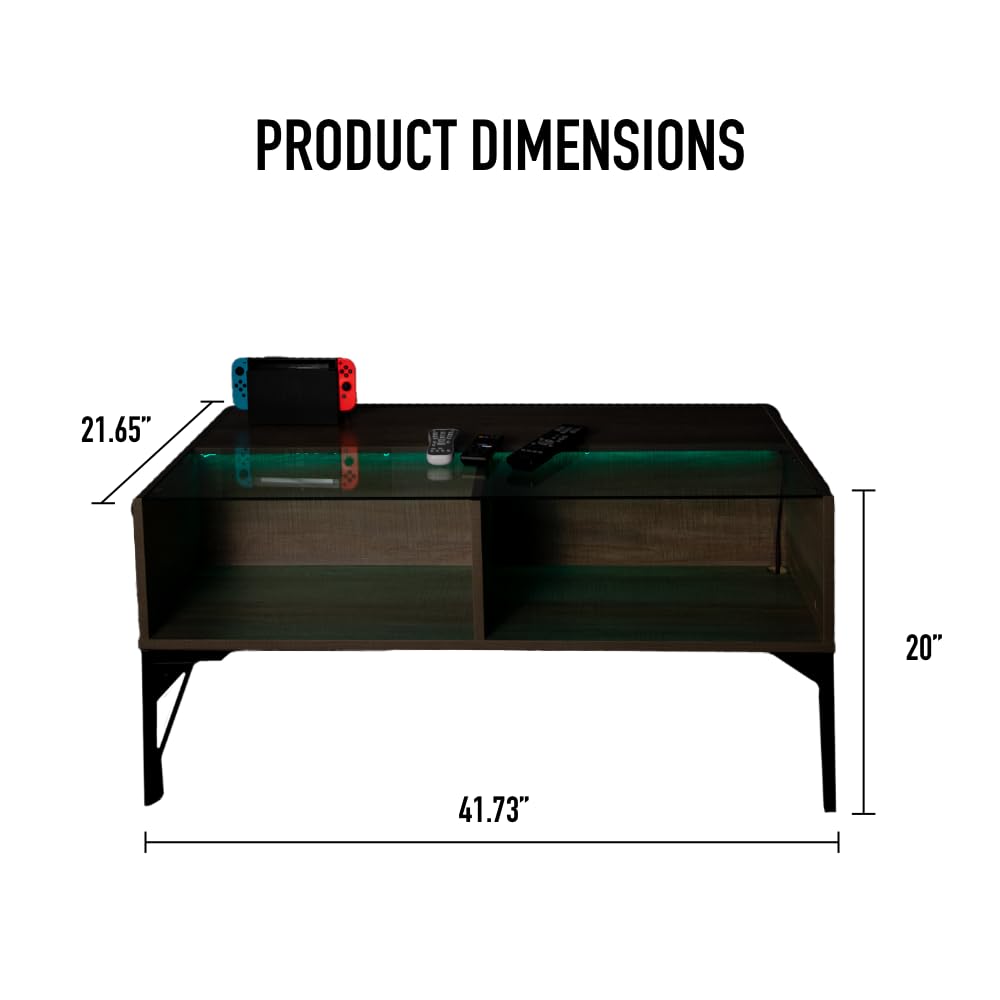 LED Coffee Tables Equipped with 16 Colours LED Lights with Remote Control for Living Room - Modern Wood Coffee Table - Rectangle Light up Coffee Table for Living Room - WoodArtSupply