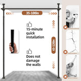 AJAZZ Room Divider Curtain Rod, No Drilling Room Separator for Space Partition Adjustable (H) 43-120×(W) 35-100 inch Heavy Duty Temporary Wall Divider Floor to Ceiling Tension Rod, Black AJAZZ